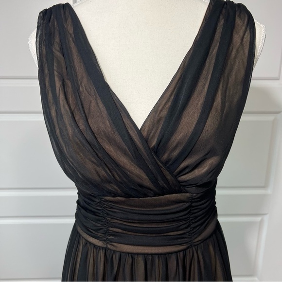 Connected Apparel Black Tulle Midi Dress Sleeveless V-Neck Party Evening Size‎ 6 - Picture 2 of 6